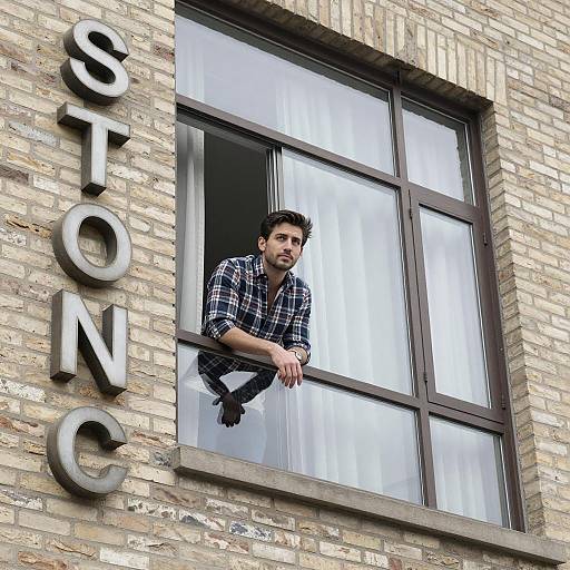 Serious Man in Plaid by Window
