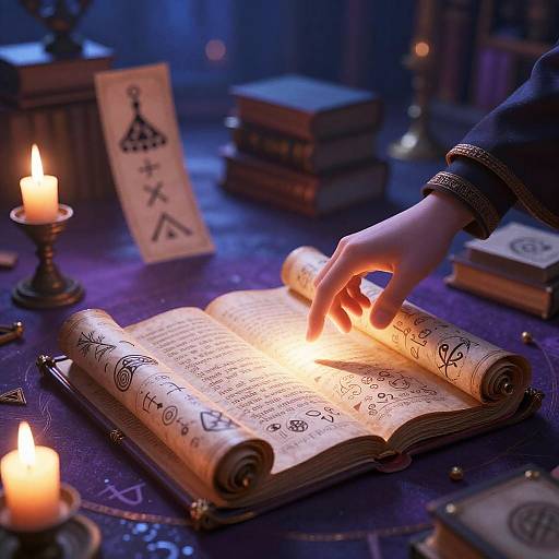 Magical Floating Scrolls in Library