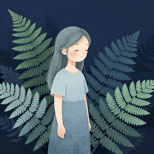 Whimsical Twilight Fern Keeper Illustration