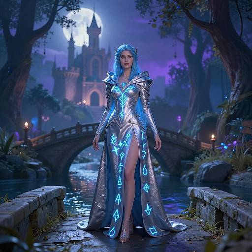 Mystical Sorceress on Enchanted Bridge