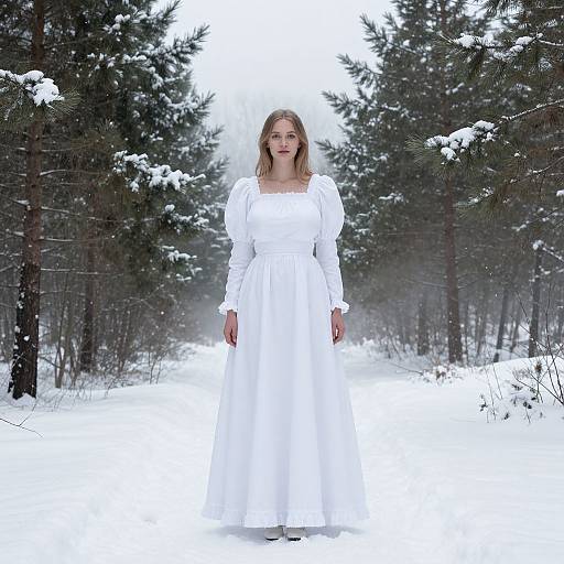 Fairy-Tale Woman in Winter Forest