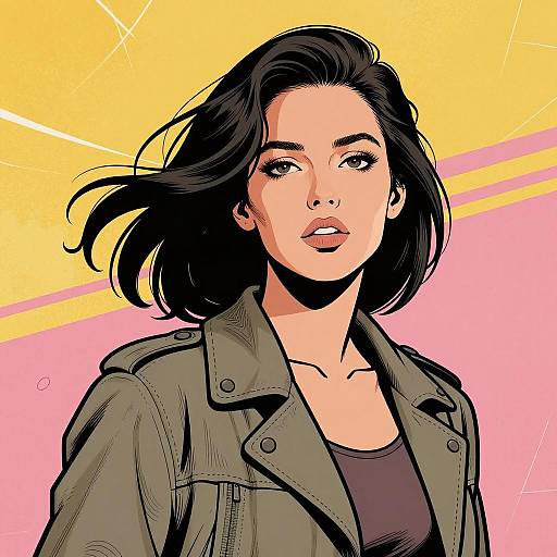 Vibrant Comic Style Woman Portrait