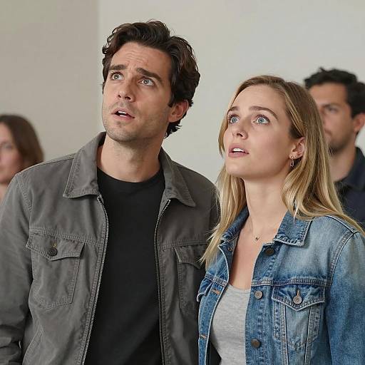 Intense Expressions Against a Colorful Background