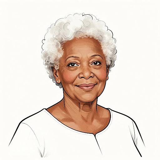 Cross-Hatch Ink Portrait of Elderly Woman