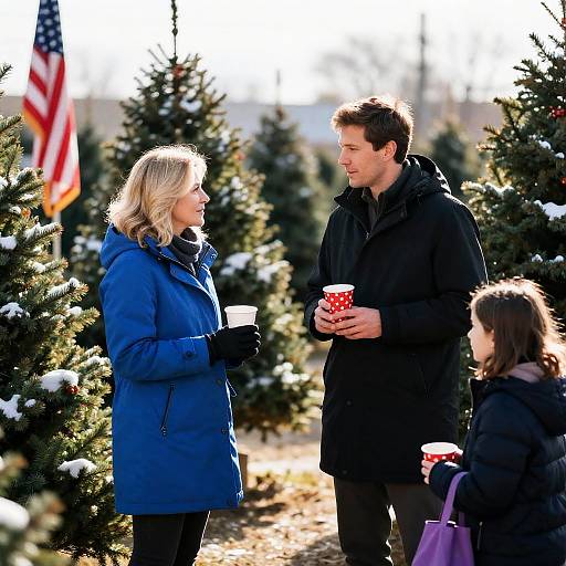 Cozy Winter Scene at Christmas Tree Lot