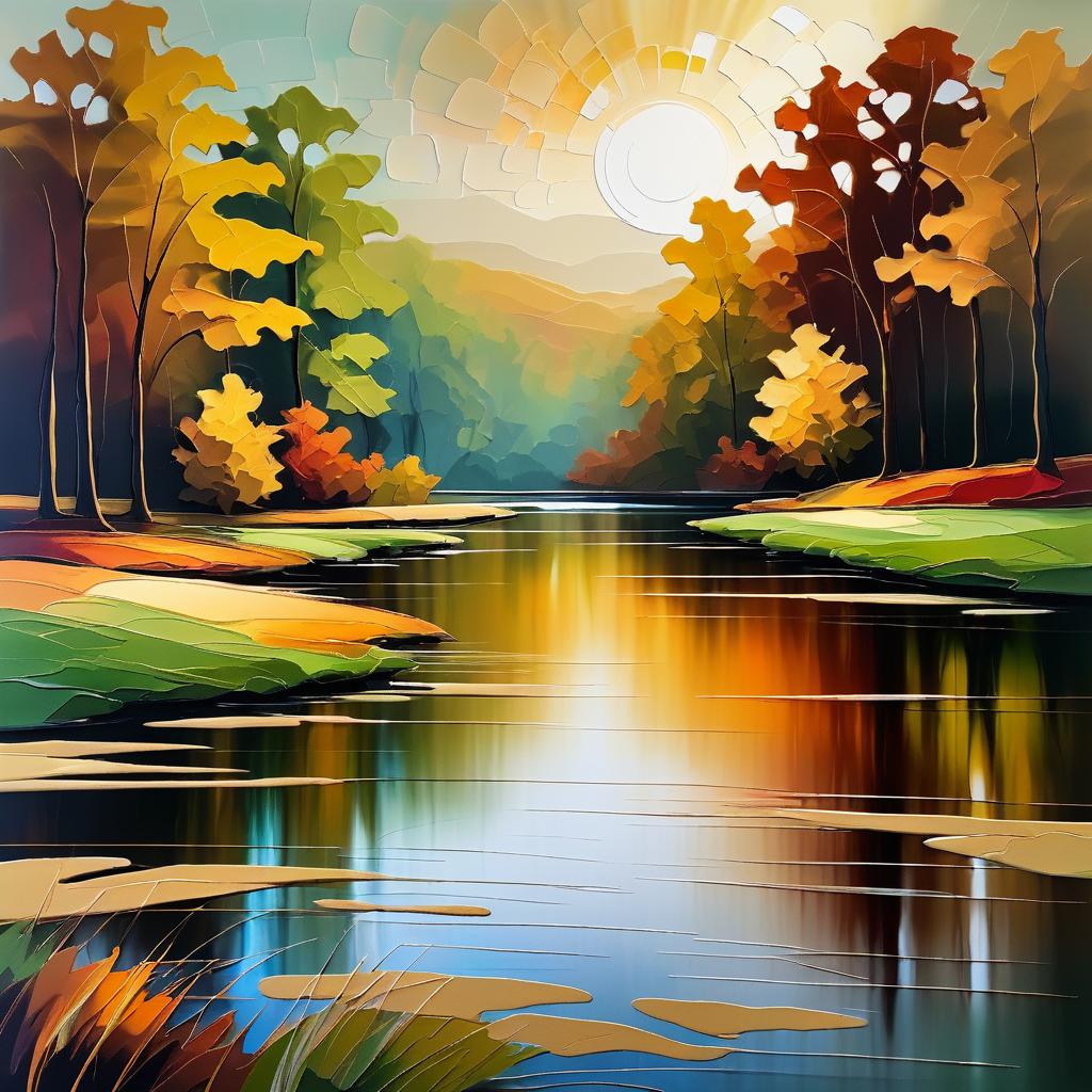 Serene Abstract River Landscape Art