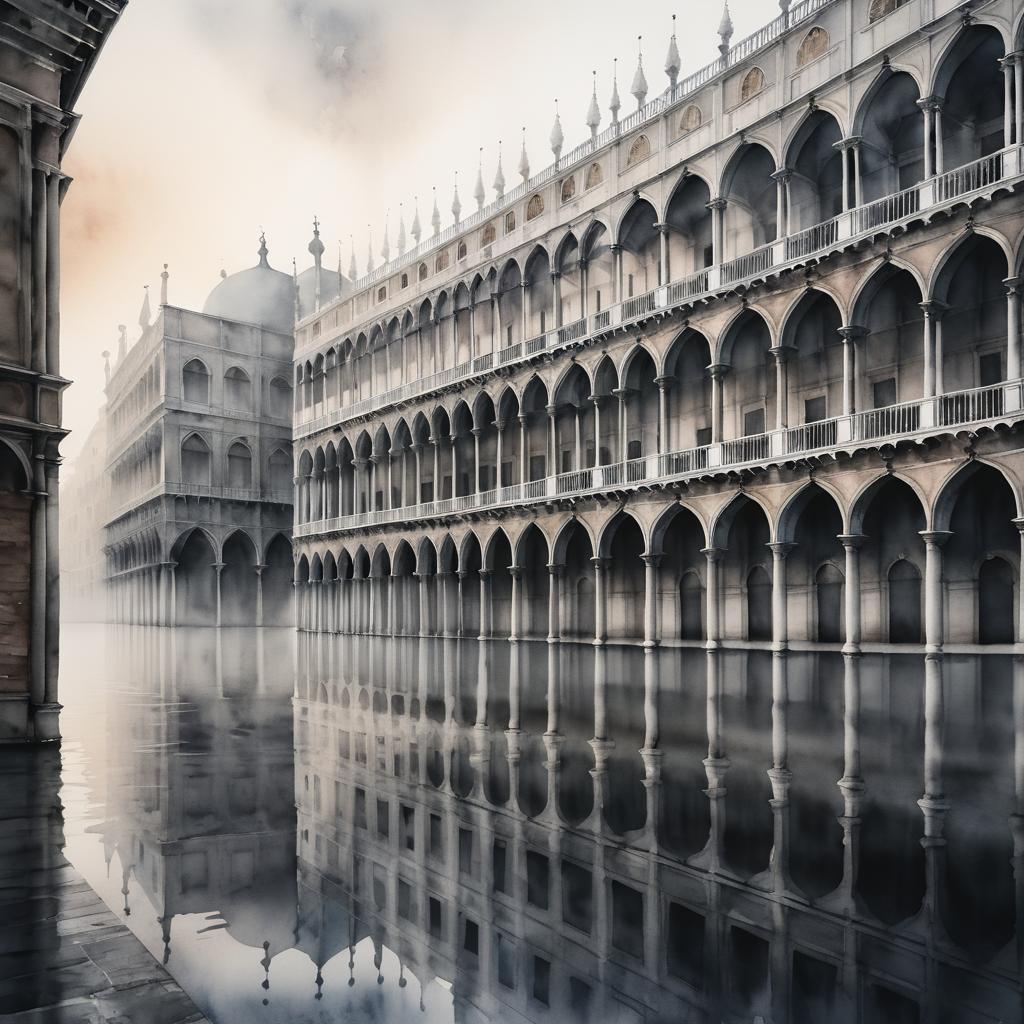 Dramatic Watercolor of Venice's Palace