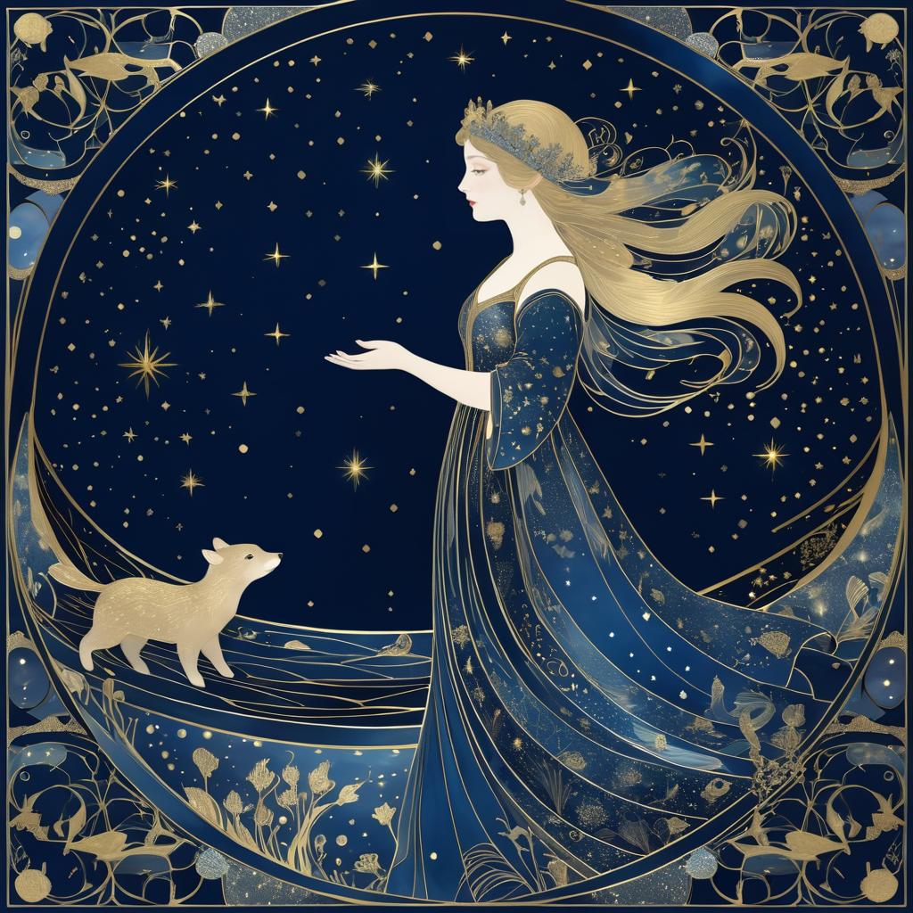 Magical Selkie Illustration in Celestial Style