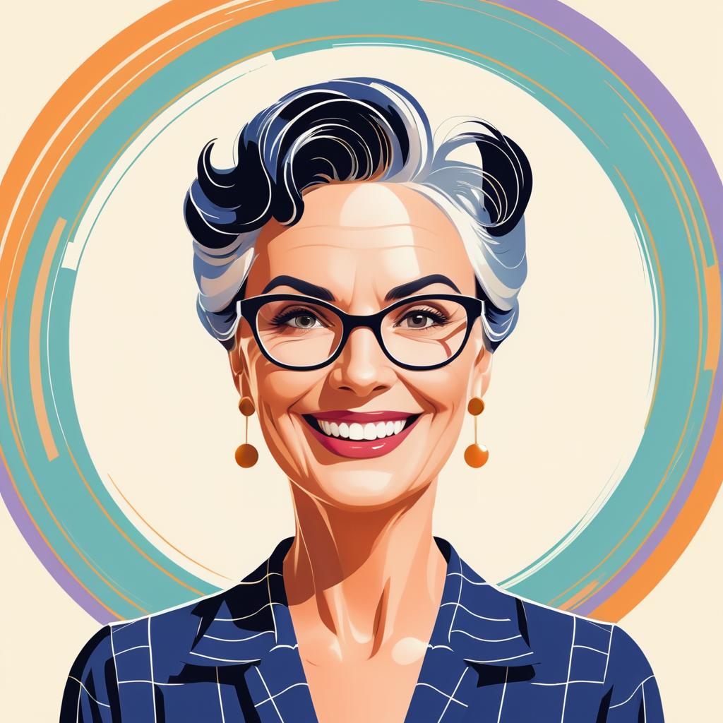 Quirky Slim Aunt in Artistic Caricature