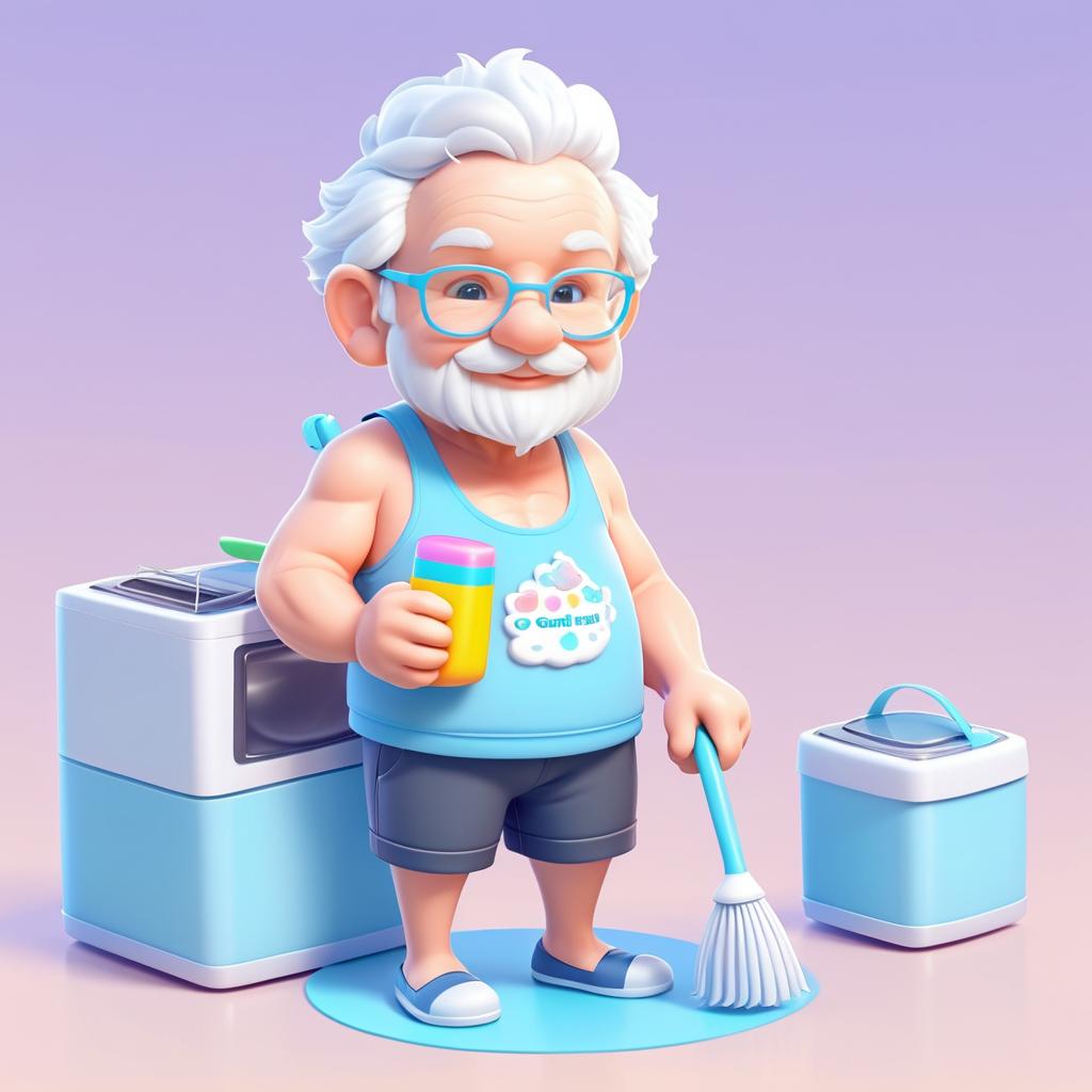 Cheerful Australian Grandpa Doing Chores