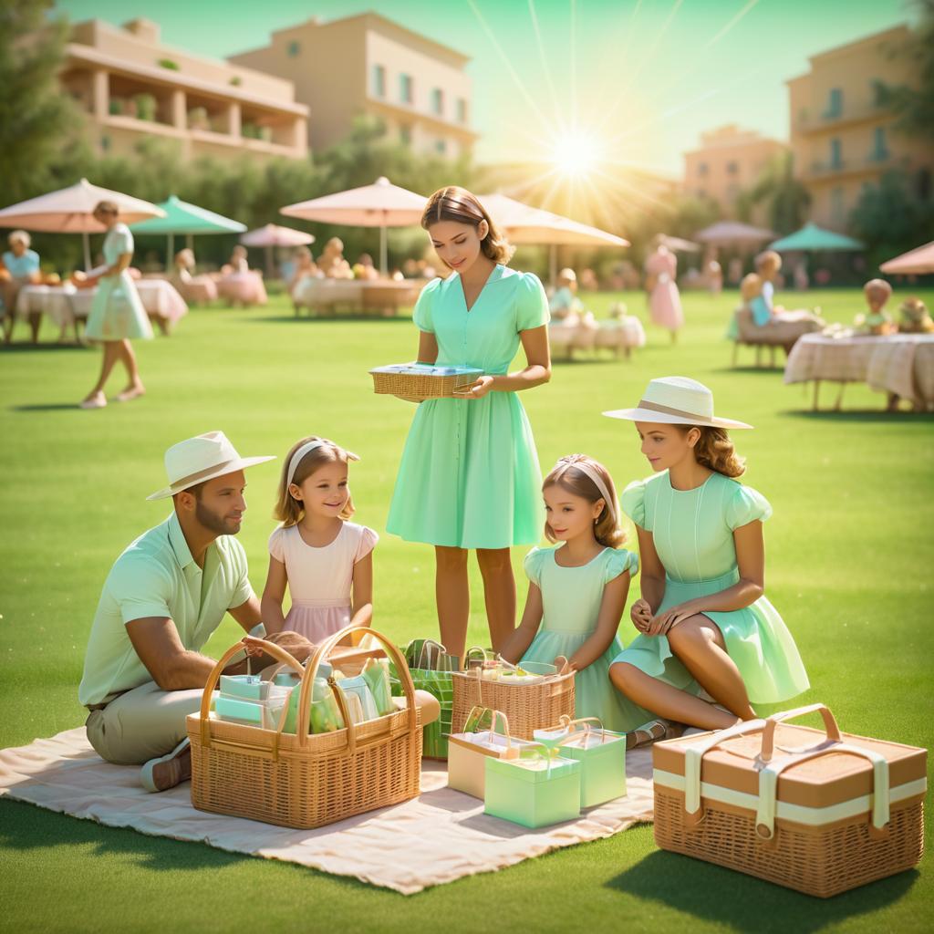 Futuristic Family Picnic in Dreamy Colors