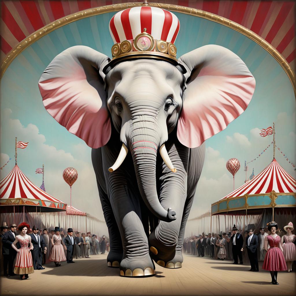 Vintage Circus Elephant in Hyper-Realism