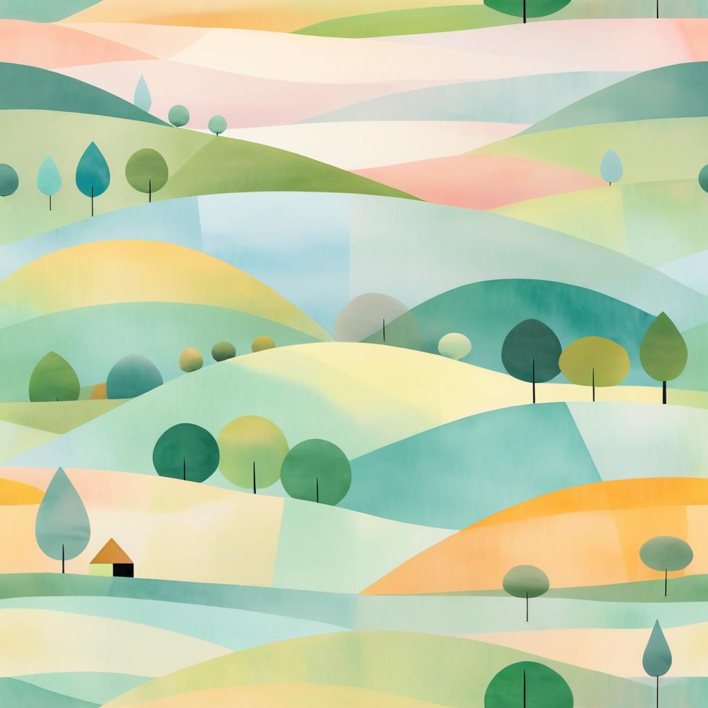 Dreamy Pastoral Landscape Inspired by Klee