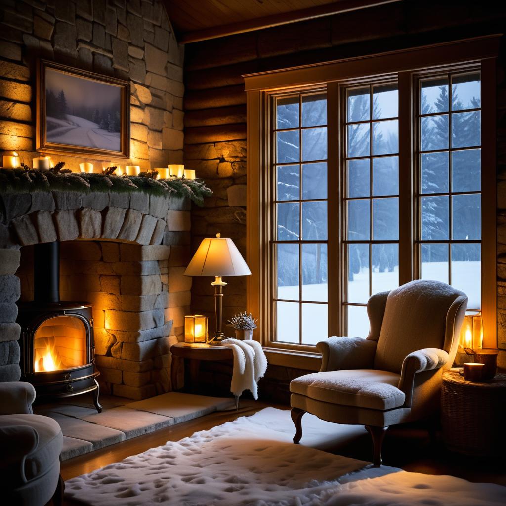 Luxurious Cozy Room Amidst Snowstorm