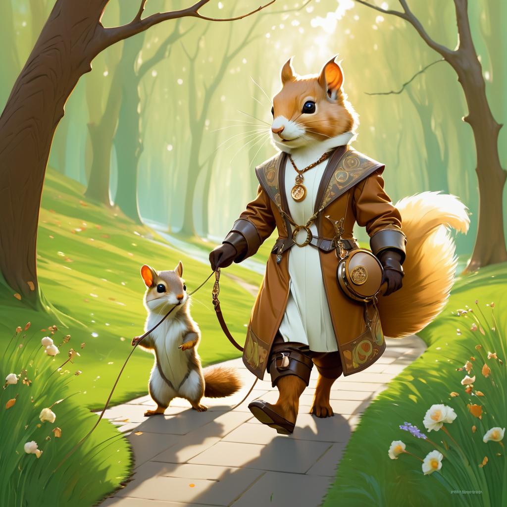 Whimsical Squirrel and Ferret Adventure