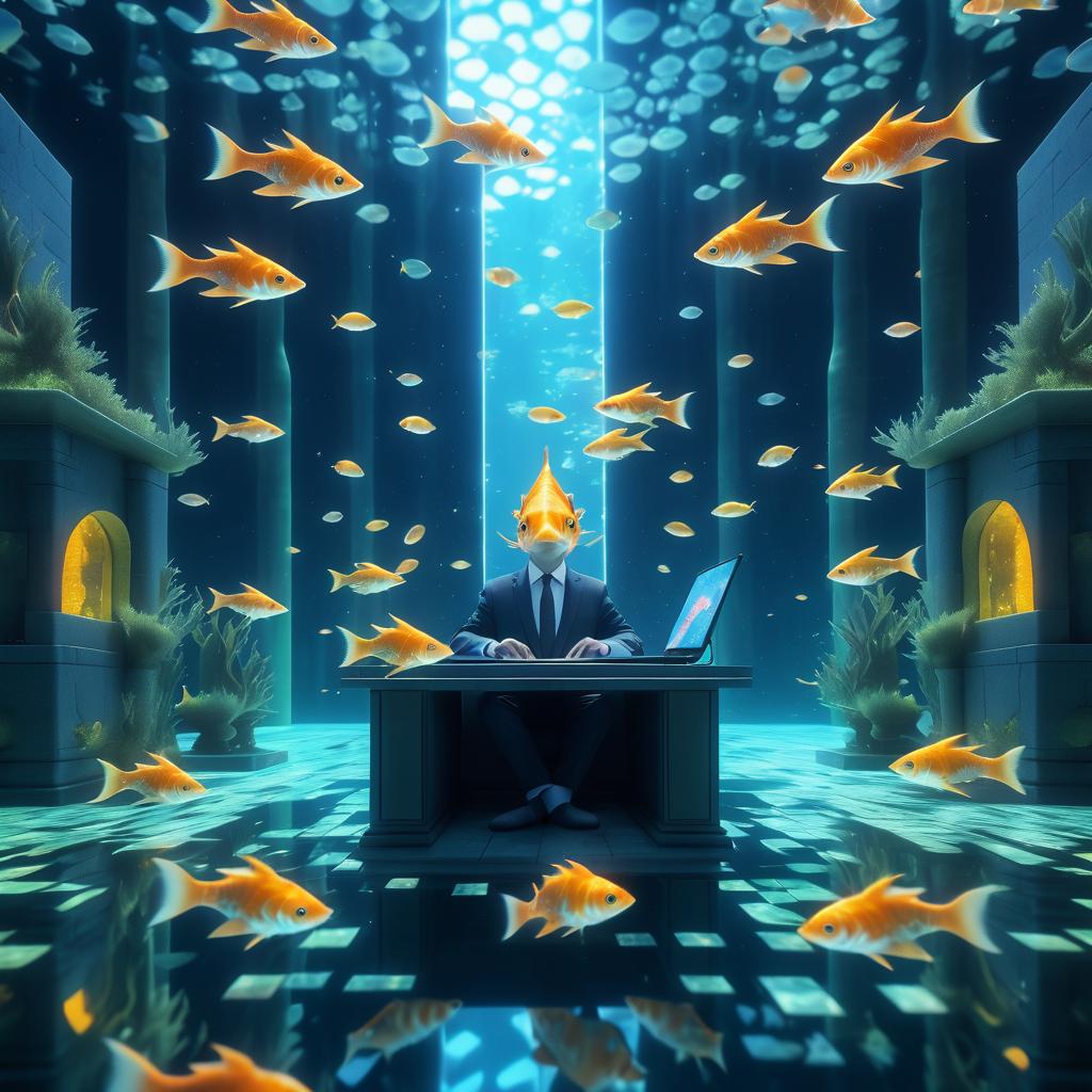 Elegant Goldfish in Dreamy Underwater Scene