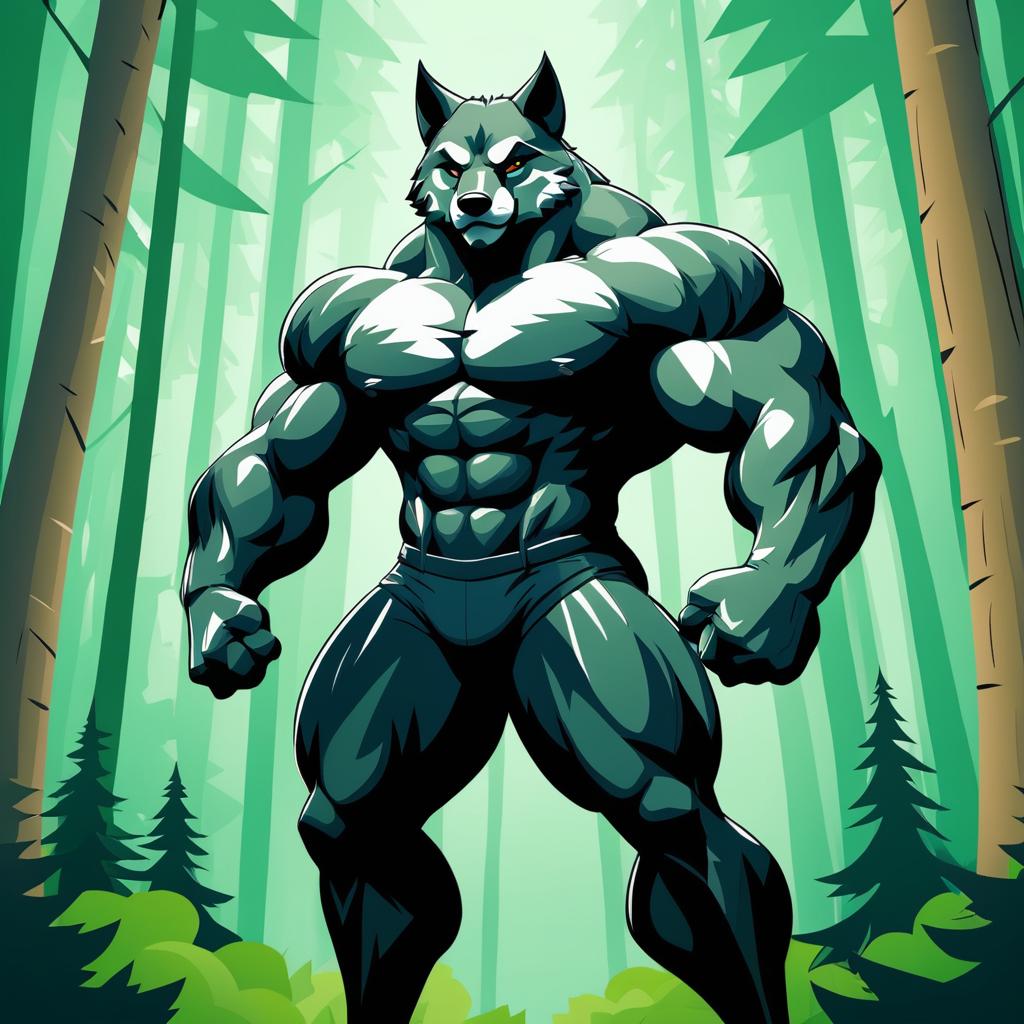 Buffed Wolf in a Dense Forest