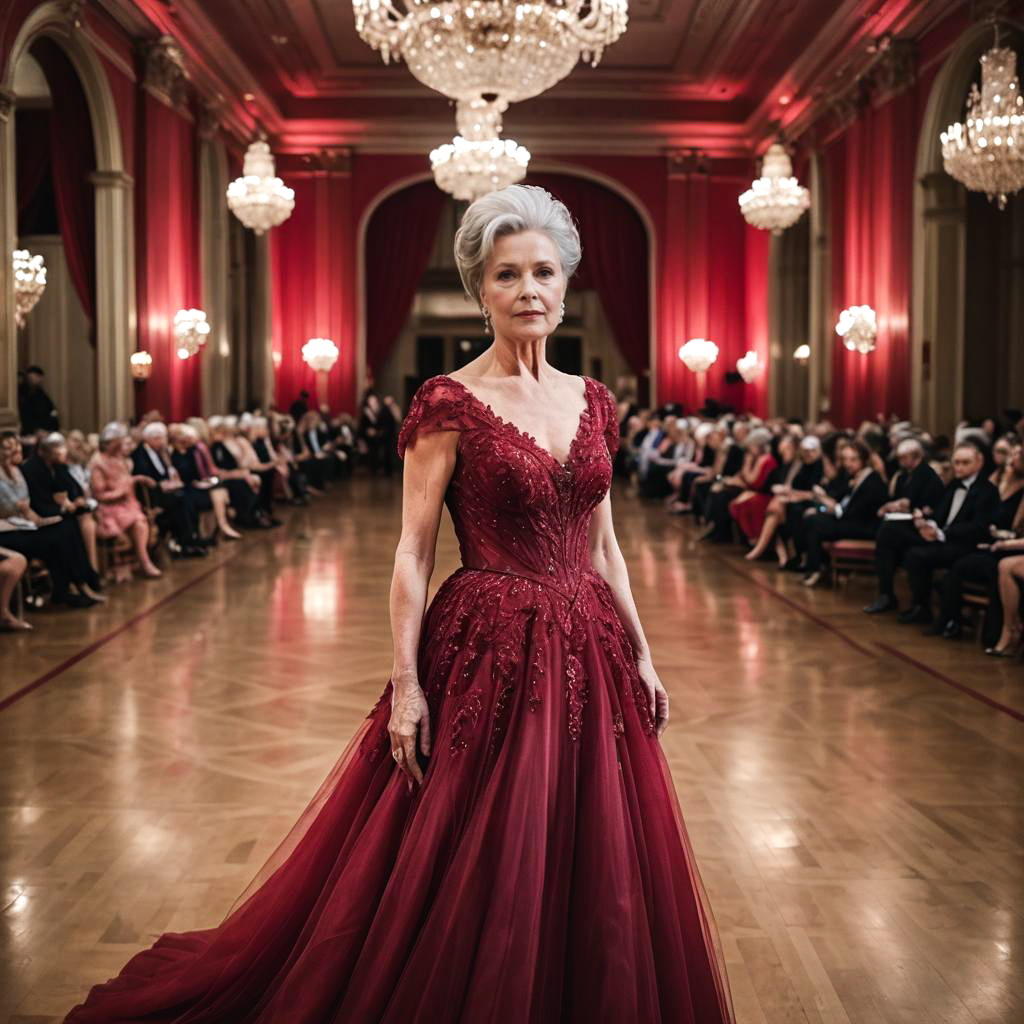 Elegant Evening Gown in Grand Ballroom