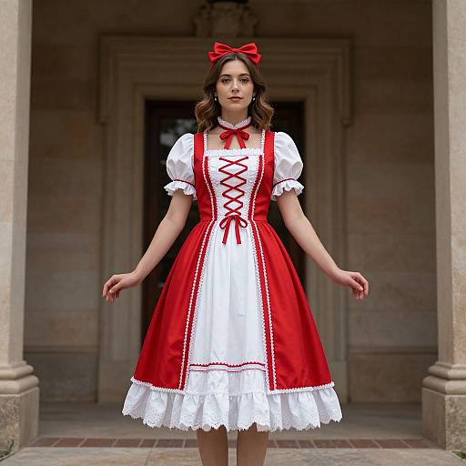 Tudor Era Woman in Red Dress