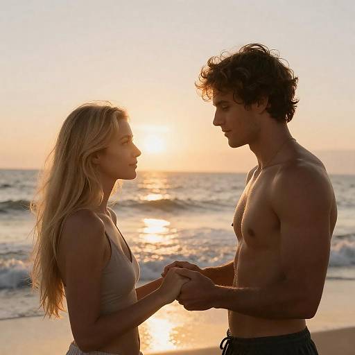 Golden Hour Beach Couple Silhouette