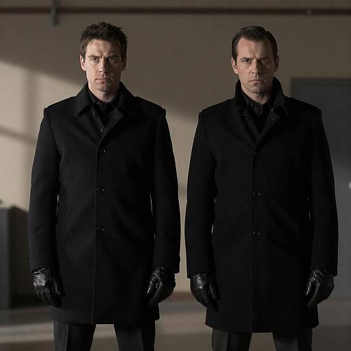 Two Men in Black Coats Standing Side by Side