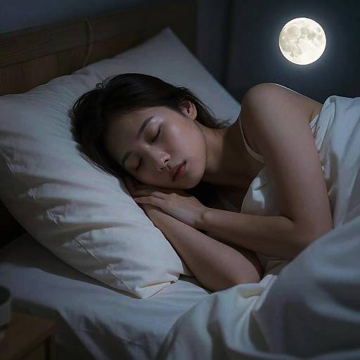 Mujer Durmiendo Bajo Luz Lunar