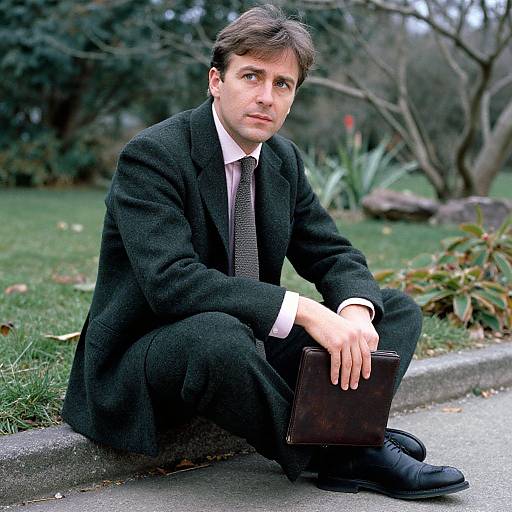 Man in Green Suit in Serene Garden