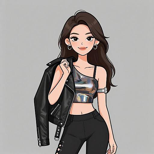 Edgy Woman in Stylish Motorcycle Look