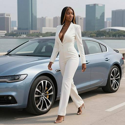 Luxury Car Fashion Editorial in City