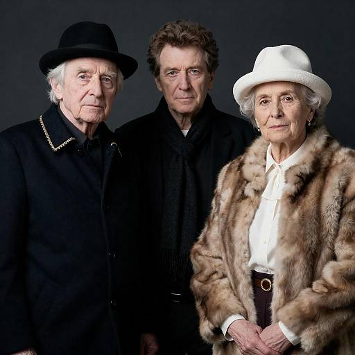 Elderly Trio Portrait in Dark Setting