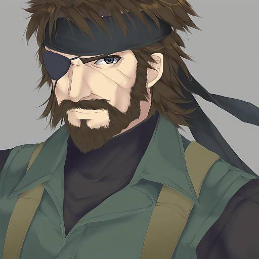 Illustration of Big boss, metal gear (series) in the style of Fukuda shuushi