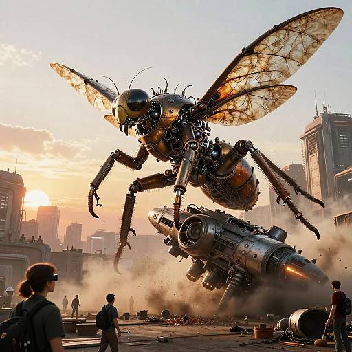 Dramatic Dystopian Cyberpunk Landing Scene