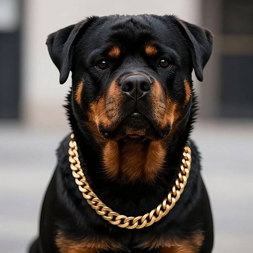 Fierce Rottweiler with Gold Chain