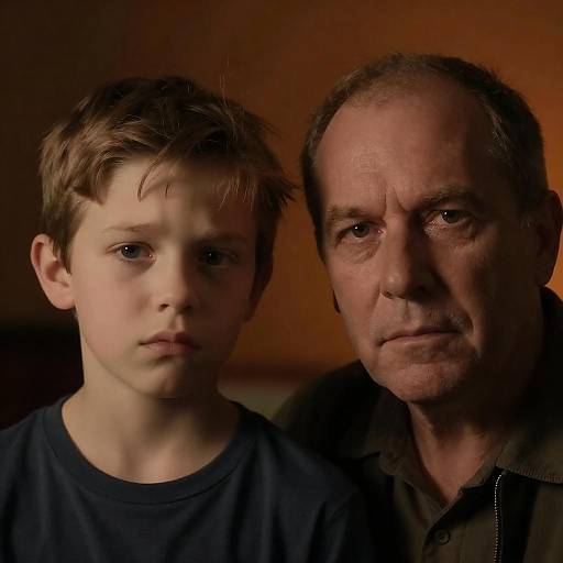 Dramatic Contrast: Boy and Man Portrait