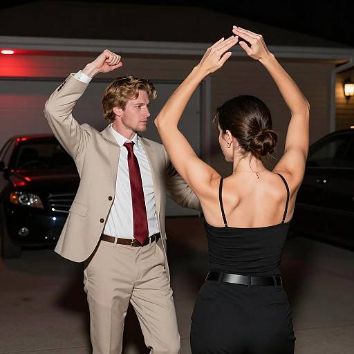 Romantic Night Dance Under Red Lights