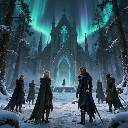 Cyberpunk Elves in Neon Boreal Forest