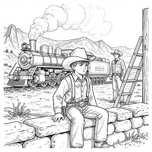 Old West Coloring Page Scene