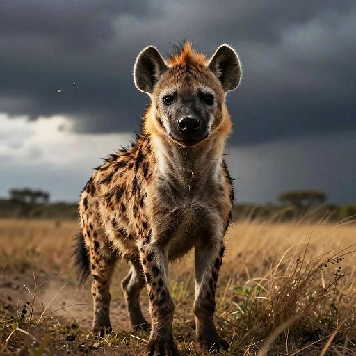 Storm-Tossed Spotted Hyena Photorealistic Portrait