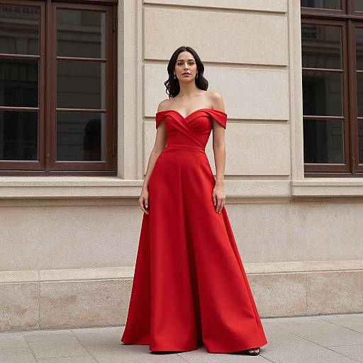 Woman in Red Dress Pose