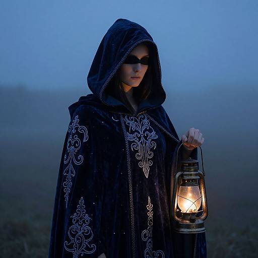 Enigmatic Cloaked Figure at Twilight