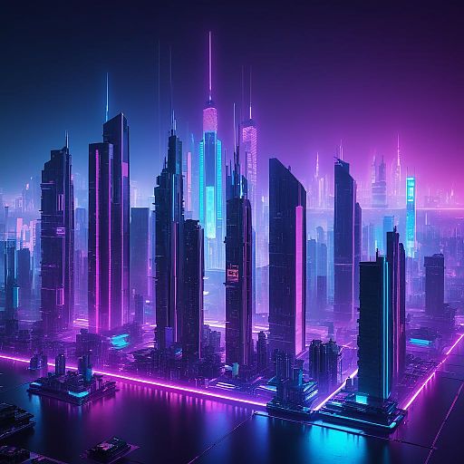 Neon-Drenched Sci-Fi Cyberpunk Skylines Neon-Drenched Sci-Fi Cyberpunk Skylines