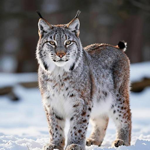 Majestic Lynx in Snowy Woodland