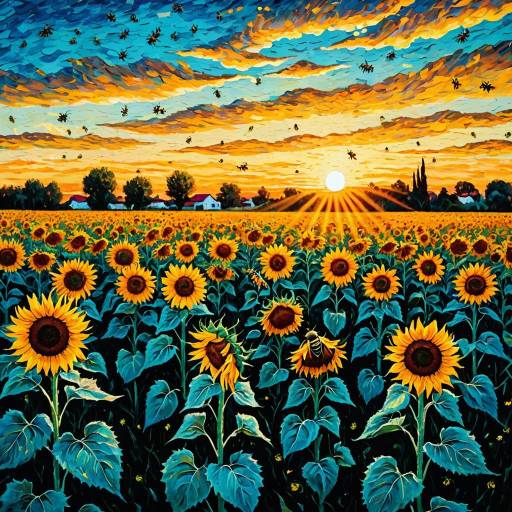 Van Gogh's Sunflower Field at Dawn