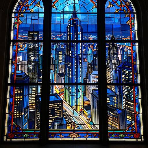 Futuristic Stained Glass Cityscape