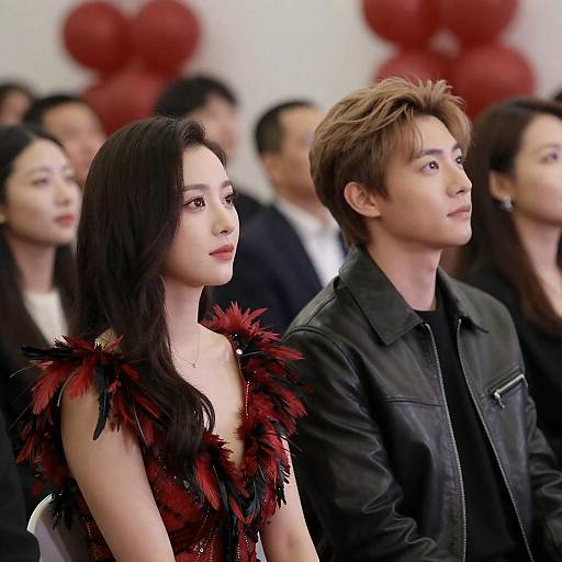 Two People Attentively Watching Event