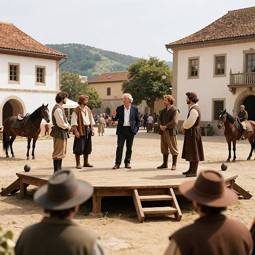 Medieval Town Square Gathering Scene