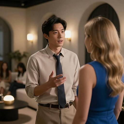 Modern Interaction in Dimly Lit Room