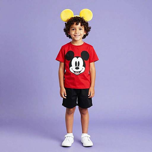 Happy Preschool Boy in Mickey Outfit