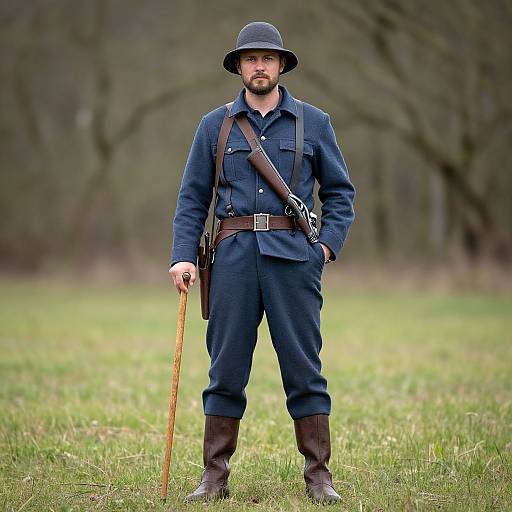 Will Hunting Outdoors in Vintage Costume