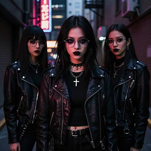 Goth Girls Neon Urban Alley